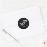 Sisters  Love Heart Black  Classic Round Sticker<br><div class="desc">A  Sister luv triple heart black background with pink text. Add these stickers for birthdays,  baby showers,  weddings or holiday gifts.  Edit text to change name or edit colour of background. This sticker is for the sister luv you share.</div>