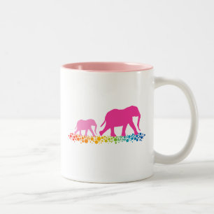 Sisters of Elephant Walking Two-Tone Coffee Mug