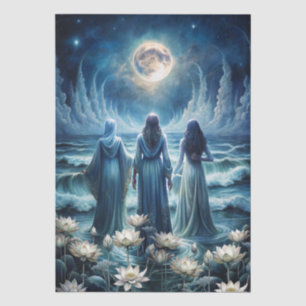 Sisters of the Indigo Blue Lunar Moon Floral Tissue Paper