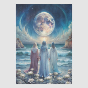 Sisters of the Indigo Blue Lunar Moon Floral Tissue Paper