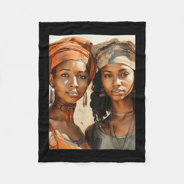 Sisters Of The Sun - Two African Women Posing In Fleece Blanket (Front)