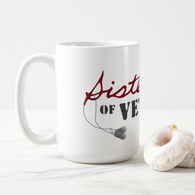 Sisters of Veterans Military Pride Design Coffee Mug (With Donut)