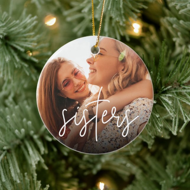 Sisters Overlay Photo Ceramic Tree Decoration (Tree)
