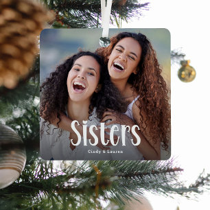 SISTERS' Personalised Photo Cute Sister Gift  Metal Tree Decoration
