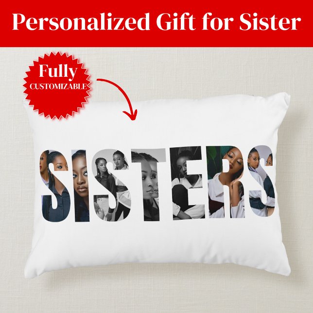 Sisters Photo Collage Accent Pillow (Sisters Photo Collage Accent Pillow)