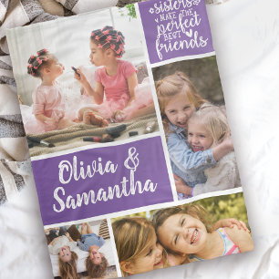 Sisters Photo Collage Best Friends Trendy Fleece Blanket