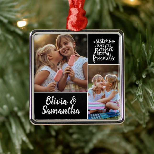 Sisters Photo Collage Best Friends Trendy Metal Tree Decoration (Tree)