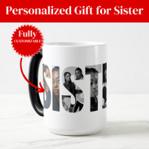 Sisters Photo Collage Colour Morphing Mug