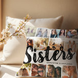 SISTERS, Photo Collage & Names Sibling Cushion<br><div class="desc">Put your sisterly bond into the picture - literally! The customisable 'Sister' pillow showcases 12 of your favourite shared moments, reminding your sister of your priceless relationship and how much she means to you. Choose your colour, upload your images, and gift a cosy, stylish token of love perfect for birthdays,...</div>