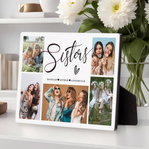 Sisters Photo Collage Typography Plaque
