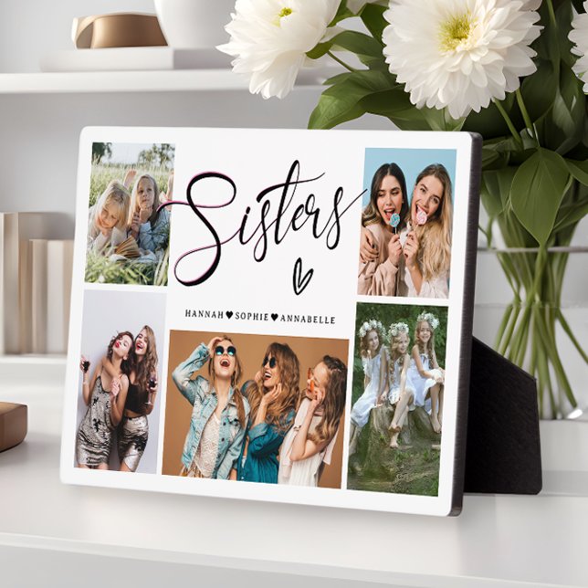 Sisters Photo Collage Typography Plaque (Creator Uploaded)