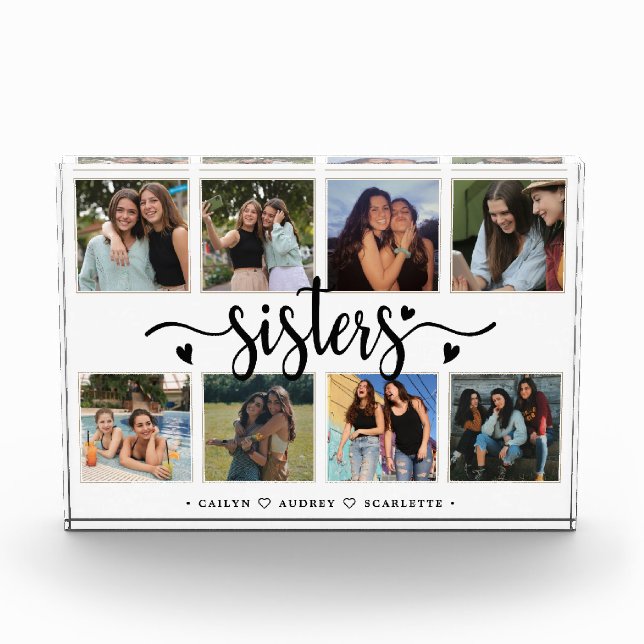 Sisters Photo Collage with 8 Photos & Custom Text (Front)