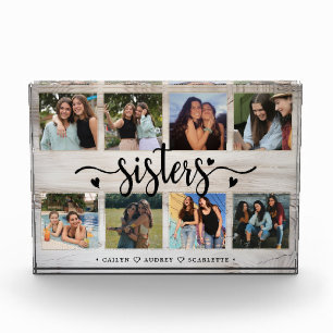 Sisters Photo Collage with 8 Photos & Custom Text