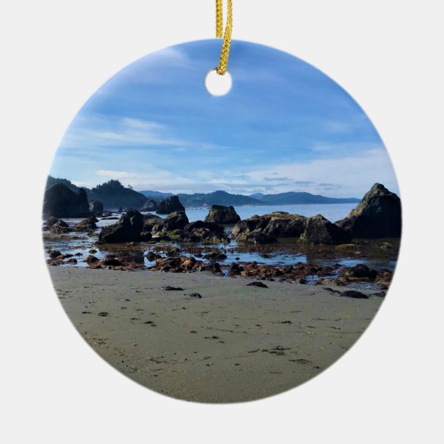 Sisters Rock State Park, Oregon Coast Ceramic Tree Decoration (Front)