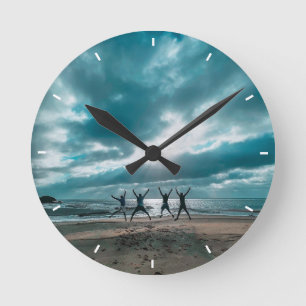 Sisters Script Family Memory Photo Round Clock