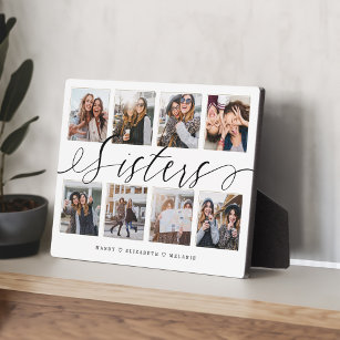 Sisters Script   Gift For Sisters Photo Collage Plaque