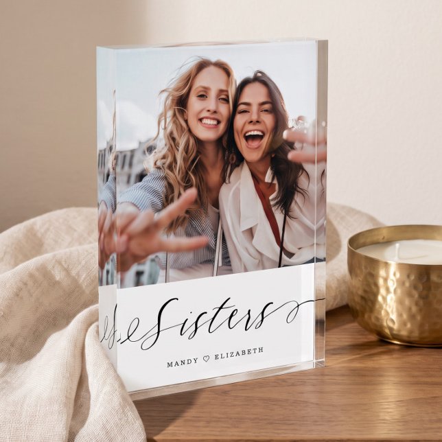 Sisters Script Gift for Sisters Photo Keepsake Block (Sisters Script Gift for Sisters Photo Keepsake Block)