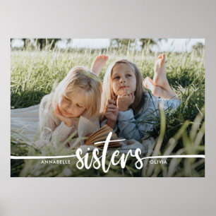 Sisters Script Modern Photo Poster