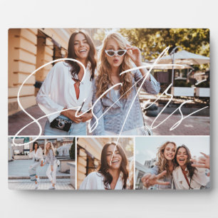 Sisters Script Overlay, Multiple Photo Grid Trendy Plaque