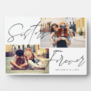 Sisters Script Overlay, Multiple Photo Trendy Plaque