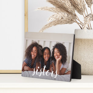 Sisters   Script Overlay Photo Plaque