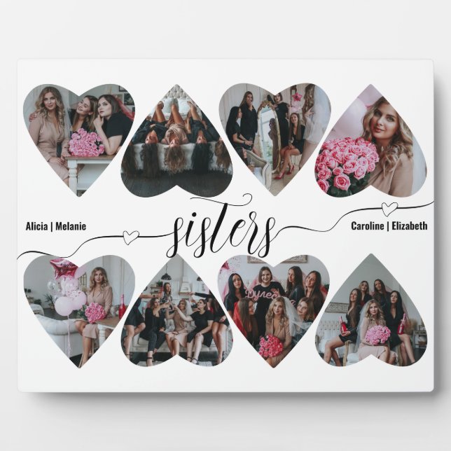 Sisters Script, Sisters Love Keepsake Gift Collage Plaque (Front)