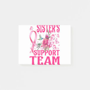 Sister's Support Team Hummingbird Breast Cancer Post-it Notes