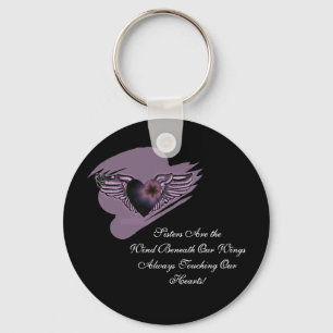 Sisters Winged Heart Keychain