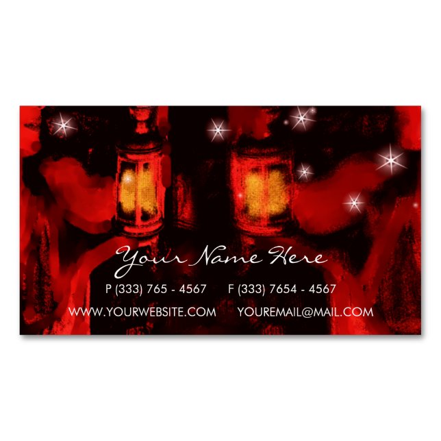 sisters with lamp magnetic business card (Front)