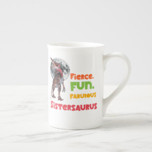 Sistersaurus Matching Sisters Dino Squad Design Bone China Mug