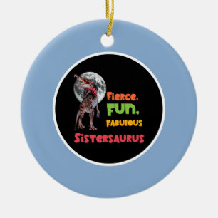Sistersaurus Matching Sisters Dino Squad Design Ceramic Tree Decoration