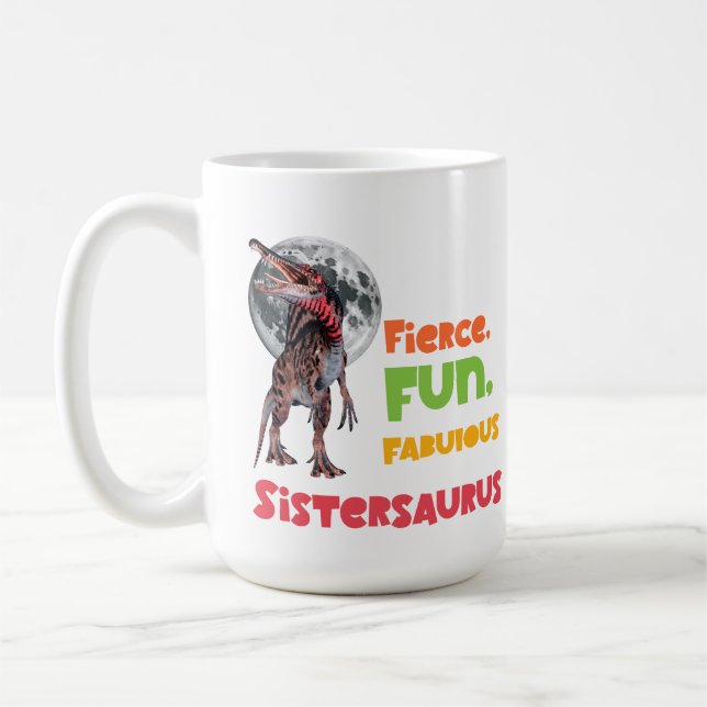 Sistersaurus Matching Sisters Dino Squad Design Coffee Mug (Left)