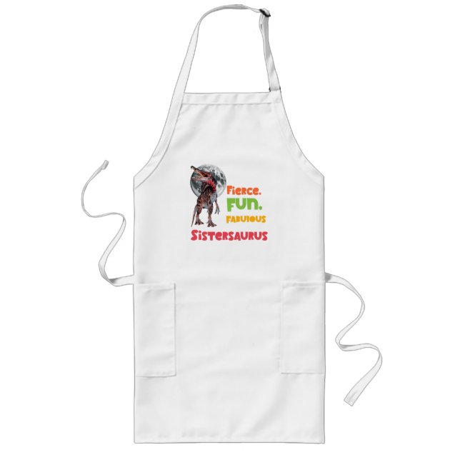 Sistersaurus Matching Sisters Dino Squad Design Long Apron (Front)
