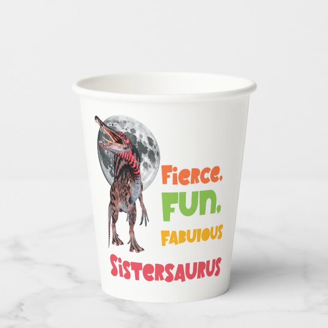 Sistersaurus Matching Sisters Dino Squad Design Paper Cups (Back)