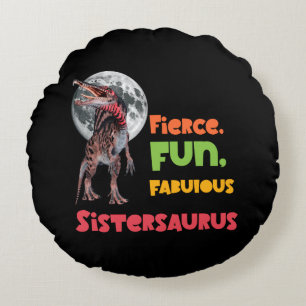 Sistersaurus Matching Sisters Dino Squad Design Round Cushion