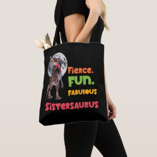 Sistersaurus Matching Sisters Dino Squad Design Tote Bag