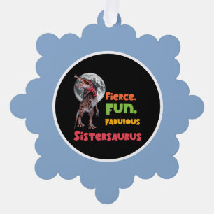 Sistersaurus Matching Sisters Dino Squad Design Tree Decoration Card