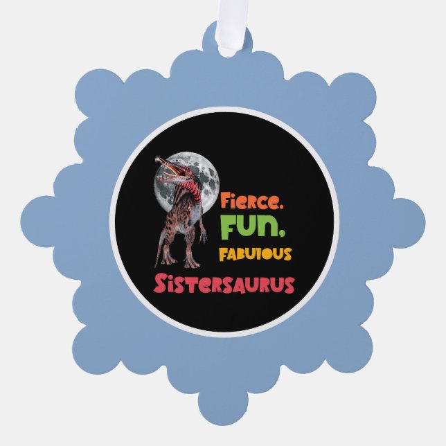 Sistersaurus Matching Sisters Dino Squad Design Tree Decoration Card (Front)