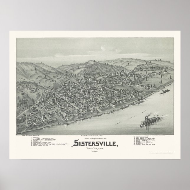 Sistersville, WV Panoramic Map - 1896 Poster (Front)
