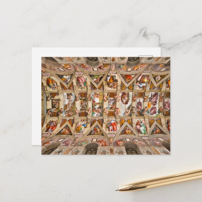Sistine Chapel Ceiling by Michelangelo Postcard (Front/Back In Situ)