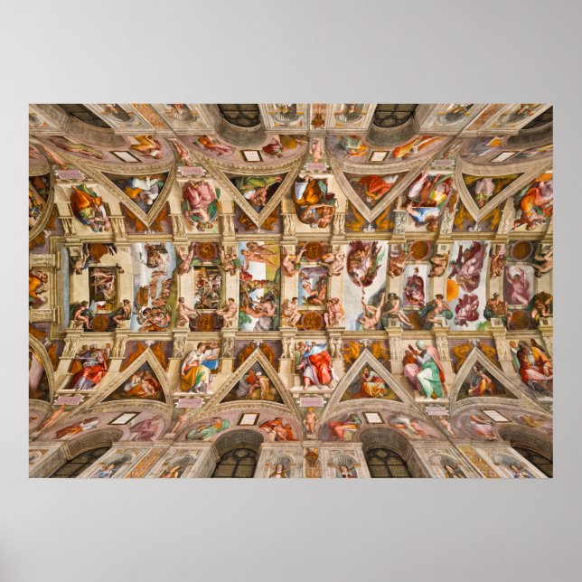 Sistine Chapel Ceiling by Michelangelo Poster (Front)