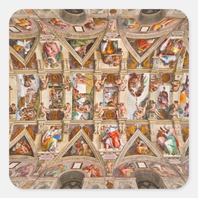 Sistine Chapel Ceiling by Michelangelo Square Sticker (Front)