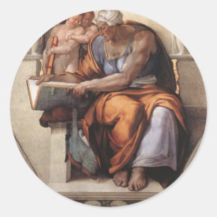Sistine Chapel Ceiling: Cumaean Sibyl Michelangelo Classic Round Sticker