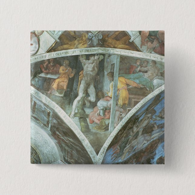 Sistine Chapel Ceiling: Haman 15 Cm Square Badge (Front)