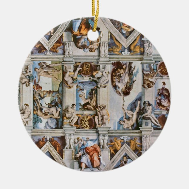 Sistine Chapel Ceiling Michelangelo Ceramic Tree Decoration (Front)
