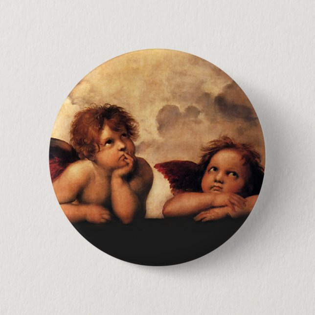 Sistine Madonna 2 Angels by Raphael 6 Cm Round Badge (Front)