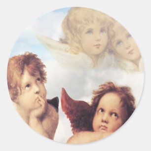 Sistine Madonna 2 Angels by Raphael Classic Round Sticker
