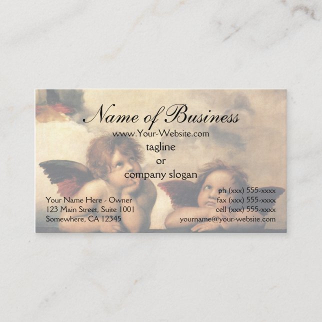 Sistine Madonna Angels by Raphael Raffaello Business Card (Front)