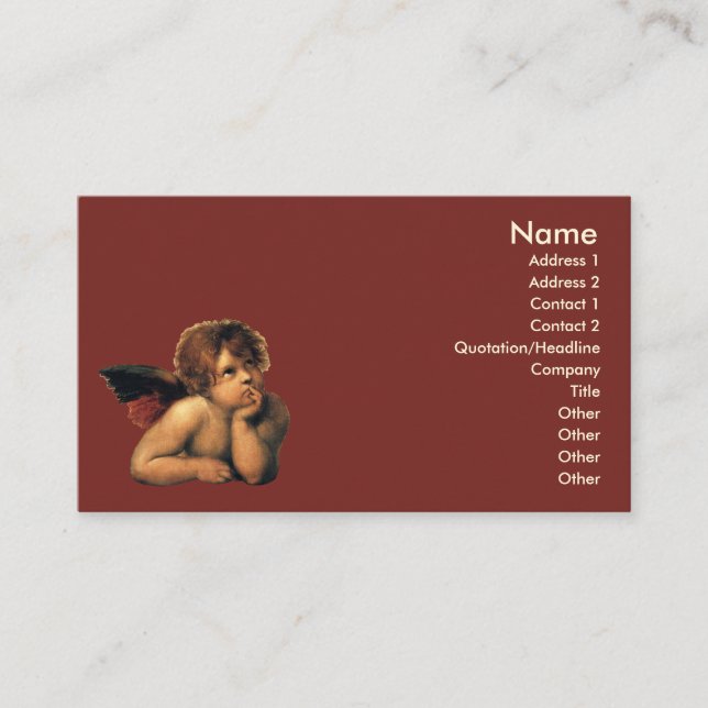 Sistine Madonna Angels by Raphael Sanzio Business Card (Front)