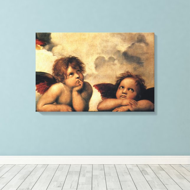Sistine Madonna Angels by Raphael Sanzio Canvas Print (Insitu(Wood Floor))